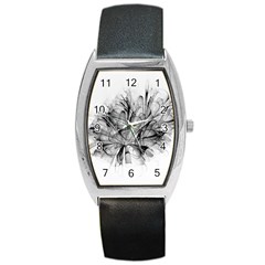 Fractal Black Flower Barrel Style Metal Watch by Simbadda