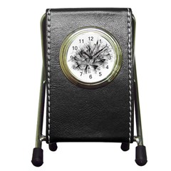 Fractal Black Flower Pen Holder Desk Clocks by Simbadda