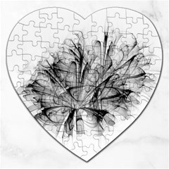 Fractal Black Flower Jigsaw Puzzle (heart) by Simbadda