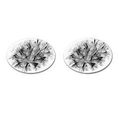 Fractal Black Flower Cufflinks (oval) by Simbadda