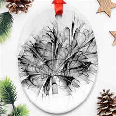 Fractal Black Flower Oval Ornament (two Sides) by Simbadda