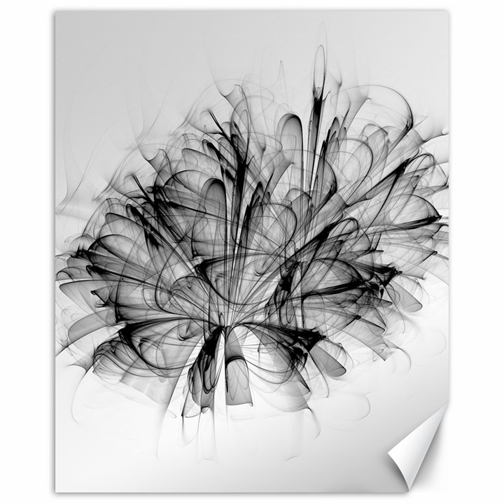 Fractal Black Flower Canvas 16  x 20  