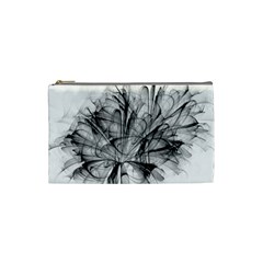 Fractal Black Flower Cosmetic Bag (small)  by Simbadda