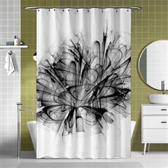 Fractal Black Flower Shower Curtain 48  X 72  (small)  by Simbadda