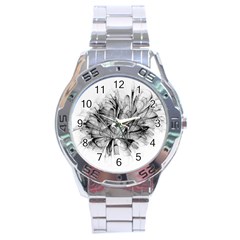 Fractal Black Flower Stainless Steel Analogue Watch by Simbadda