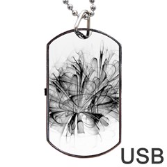 Fractal Black Flower Dog Tag Usb Flash (two Sides)