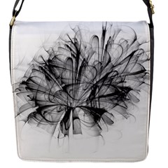 Fractal Black Flower Flap Messenger Bag (s) by Simbadda