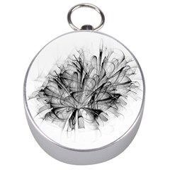 Fractal Black Flower Silver Compasses by Simbadda