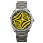 Yellow Fractal Sport Metal Watch Front