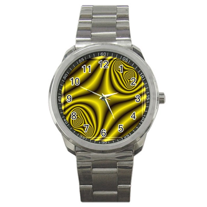 Yellow Fractal Sport Metal Watch