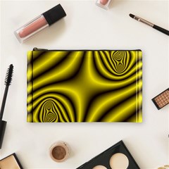 Yellow Fractal Cosmetic Bag (medium)  by Simbadda