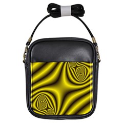 Yellow Fractal Girls Sling Bags by Simbadda