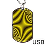 Yellow Fractal Dog Tag USB Flash (Two Sides) Front