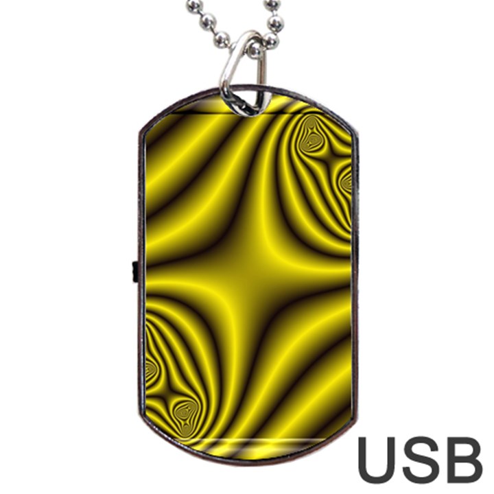 Yellow Fractal Dog Tag USB Flash (Two Sides)