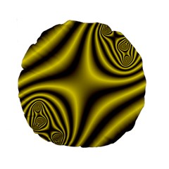 Yellow Fractal Standard 15  Premium Round Cushions by Simbadda