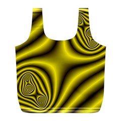 Yellow Fractal Full Print Recycle Bags (l)  by Simbadda