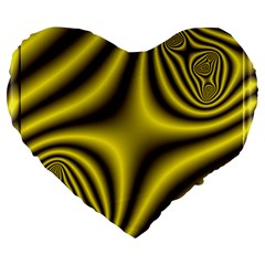 Yellow Fractal Large 19  Premium Flano Heart Shape Cushions by Simbadda