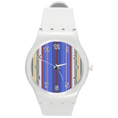 Colorful Stripes Round Plastic Sport Watch (m) by Simbadda