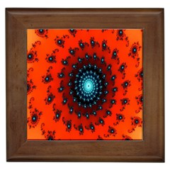 Red Fractal Spiral Framed Tiles