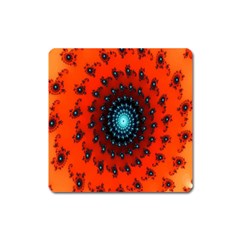 Red Fractal Spiral Square Magnet by Simbadda