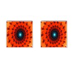 Red Fractal Spiral Cufflinks (Square) Front(Pair)