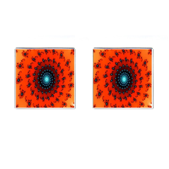 Red Fractal Spiral Cufflinks (Square)