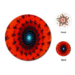 Red Fractal Spiral Playing Cards (round)  by Simbadda