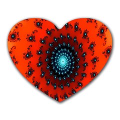 Red Fractal Spiral Heart Mousepads by Simbadda