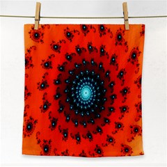 Red Fractal Spiral Face Towel by Simbadda