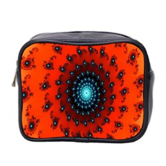 Red Fractal Spiral Mini Toiletries Bag 2-side by Simbadda