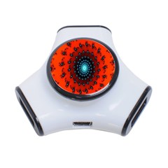 Red Fractal Spiral 3-port Usb Hub by Simbadda