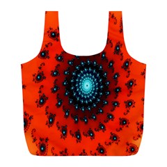 Red Fractal Spiral Full Print Recycle Bags (l)  by Simbadda