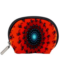 Red Fractal Spiral Accessory Pouches (small)  by Simbadda