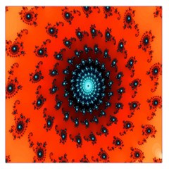 Red Fractal Spiral Large Satin Scarf (square) by Simbadda