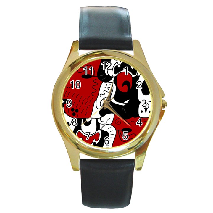 Mexico Round Gold Metal Watch