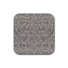 Silver Tropical Print Rubber Square Coaster (4 Pack)  by dflcprints