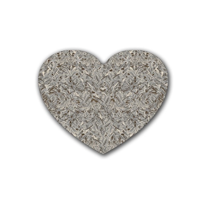 Silver Tropical Print Rubber Coaster (Heart) 