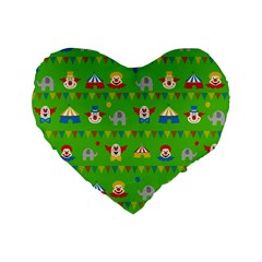 Circus Standard 16  Premium Flano Heart Shape Cushions by Valentinaart