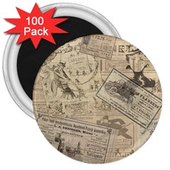 Vintage Newspaper  3  Magnets (100 Pack)