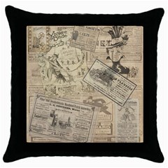 Vintage Newspaper  Throw Pillow Case (black) by Valentinaart