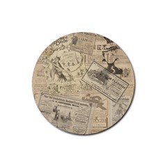 Vintage Newspaper  Rubber Round Coaster (4 Pack)  by Valentinaart