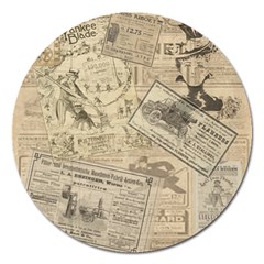 Vintage Newspaper  Magnet 5  (round) by Valentinaart