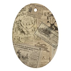 Vintage Newspaper  Oval Ornament (two Sides) by Valentinaart