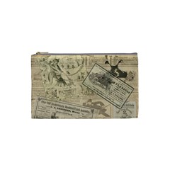 Vintage Newspaper  Cosmetic Bag (small)  by Valentinaart