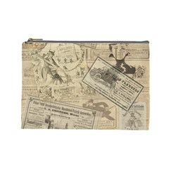 Vintage Newspaper  Cosmetic Bag (large)  by Valentinaart