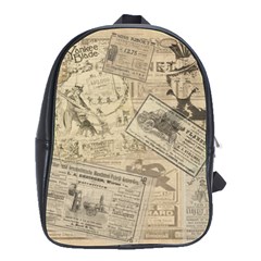 Vintage Newspaper  School Bags(large)  by Valentinaart