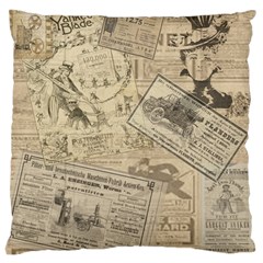 Vintage Newspaper  Large Cushion Case (one Side) by Valentinaart