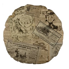 Vintage Newspaper  Large 18  Premium Round Cushions by Valentinaart