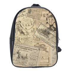 Vintage Newspaper  School Bags (xl)  by Valentinaart