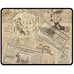 Vintage Newspaper  Double Sided Fleece Blanket (medium)  by Valentinaart